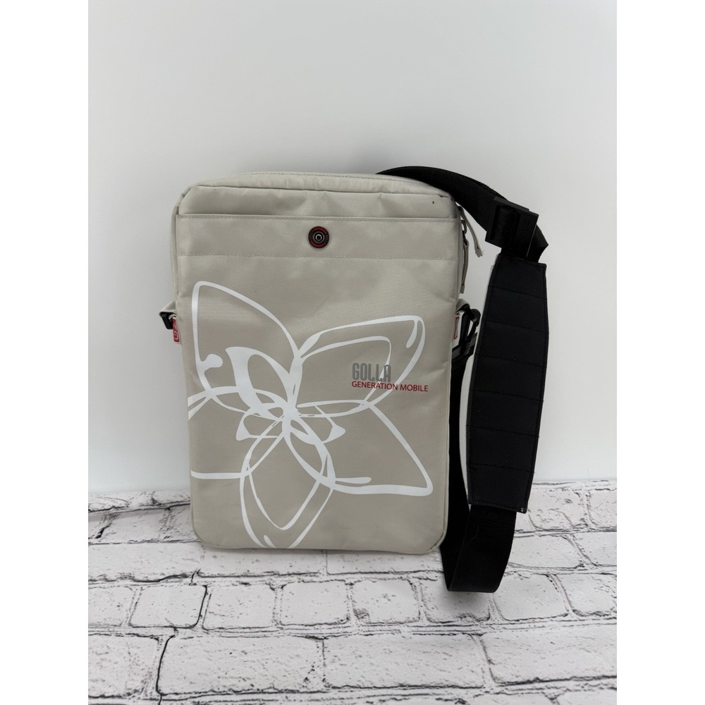 Golla Generation Mobile Laptop Tablet‎ Crossbody Bag Flower Off White